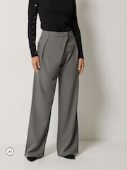 Long Tall Sally Grey Drape Wide Leg Trousers - Image 2 of 6
