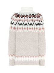 Long Tall Sally Pink Fairisle Roll Neck Jumper - Image 6 of 6