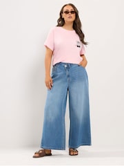 Yours Curve Pink Embroidered Bow T-Shirt - Image 2 of 6