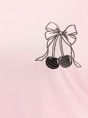 Yours Curve Pink Embroidered Bow T-Shirt - Image 4 of 6