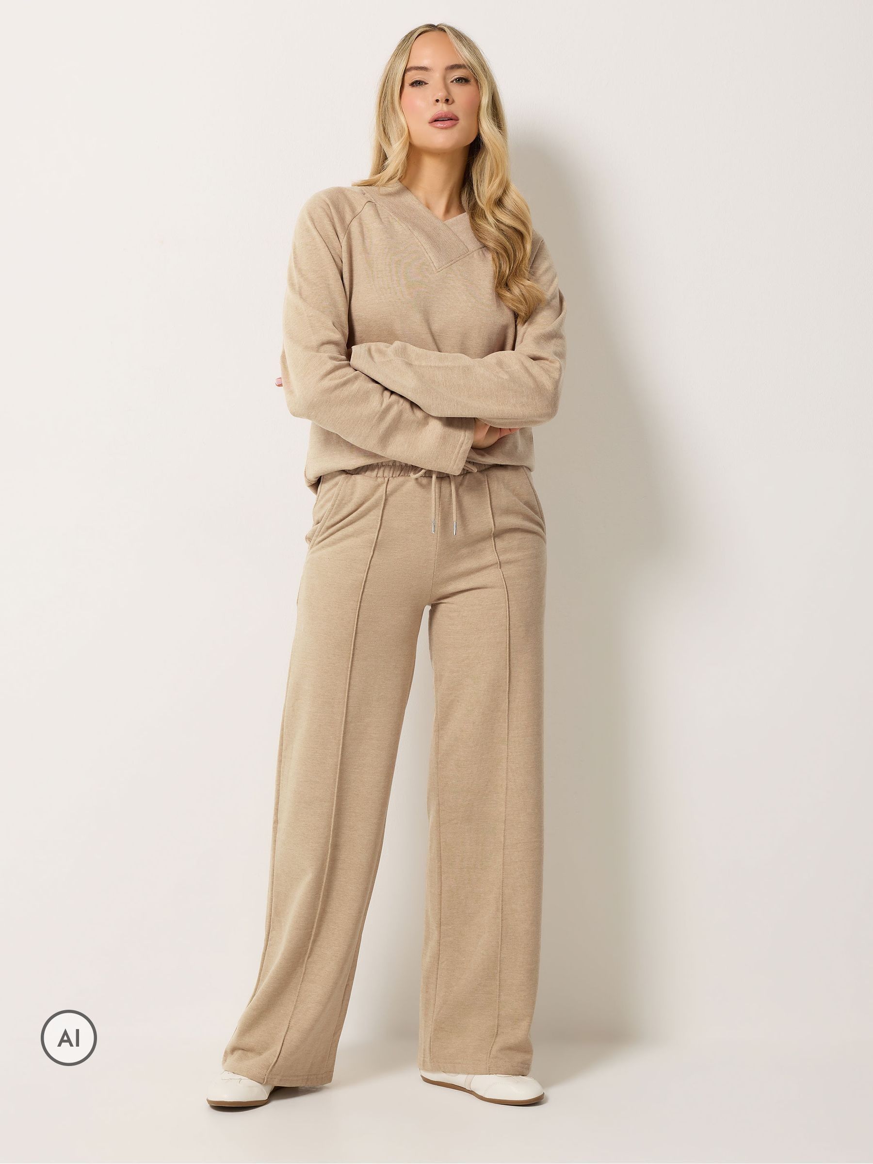 Long Tall Sally Women's Natural Tall Wide Leg Joggers In | Size: 22/24Xl - Image 2