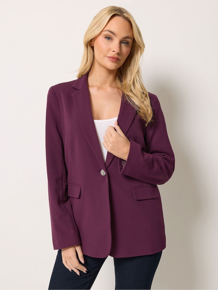 M&Co Purple Button Front Tailored Blazer - Image 2 of 7 M&Co Purple Button Front Tailored Blazer - Image 2 of 7