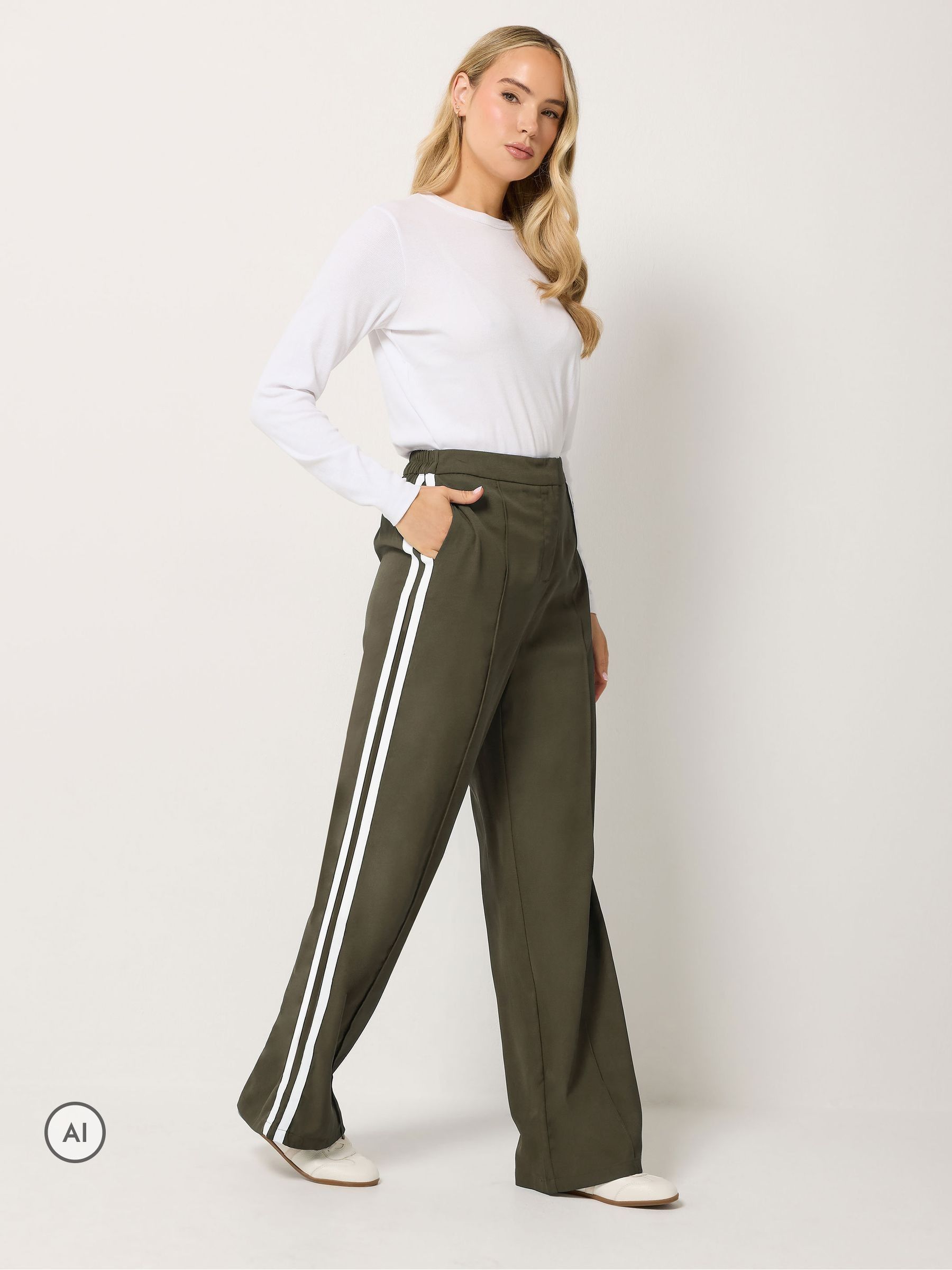 Long Tall Sally Women's Green Tall Elasticated Wide Leg Trousers In | : 24XL - Image 2