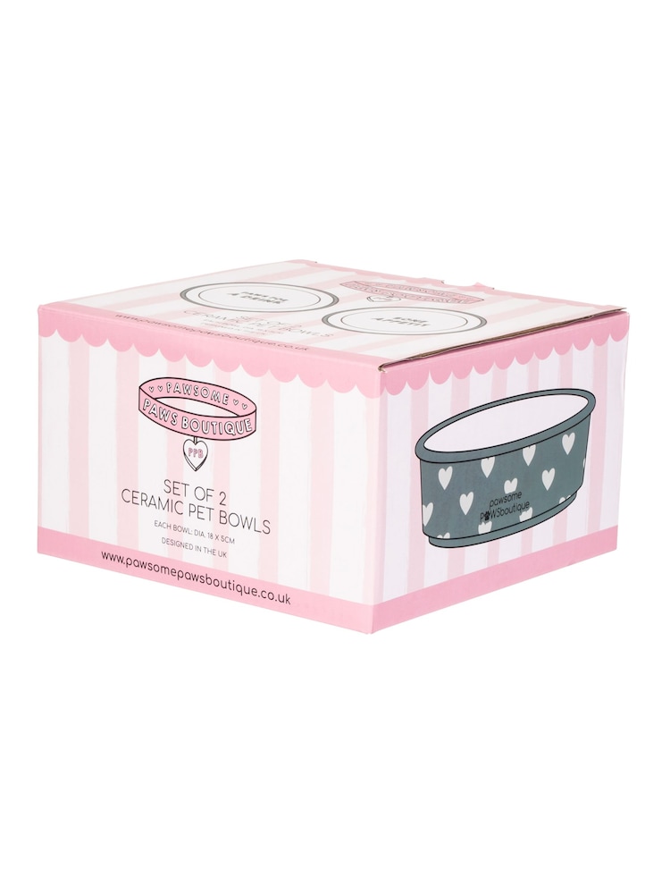 Pawsome Paws Boutique Set of 2 Blue Ceramic Pet Bowls - Image 5 of 5