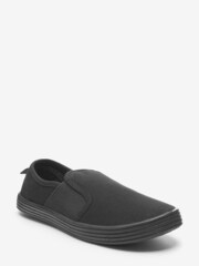 Black Slip-On Plimsolls - Image 2 of 4