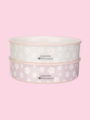 Pawsome Paws Boutique Set of 2 Pink/Blue Ceramic Pet Bowls - Image 2 of 5
