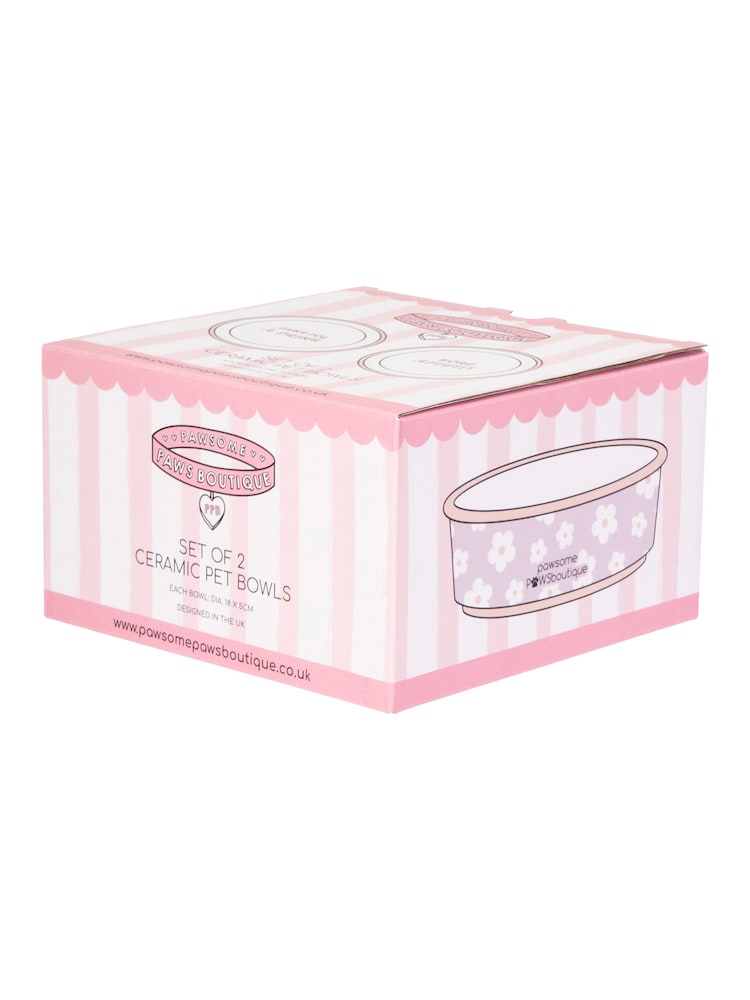 Pawsome Paws Boutique Set of 2 Pink/Blue Ceramic Pet Bowls - Image 5 of 5 Pawsome Paws Boutique Set of 2 Pink/Blue Ceramic Pet Bowls - Image 5 of 5