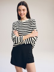 Noir/Écru rayé - Long Sleeve Heavyweight Crew Neck T-Shirt - Image 2 de 7