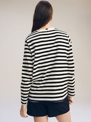 Noir/Écru rayé - Long Sleeve Heavyweight Crew Neck T-Shirt - Image 3 de 7
