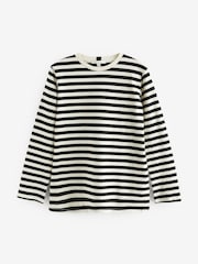 Noir/Écru rayé - Long Sleeve Heavyweight Crew Neck T-Shirt - Image 6 de 7