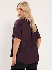 Yours Curve Purple V Grown On Sleeve Blouse - Image 3 of 6