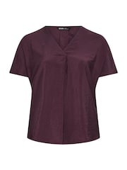 Yours Curve Purple V Grown On Sleeve Blouse - Image 5 of 6