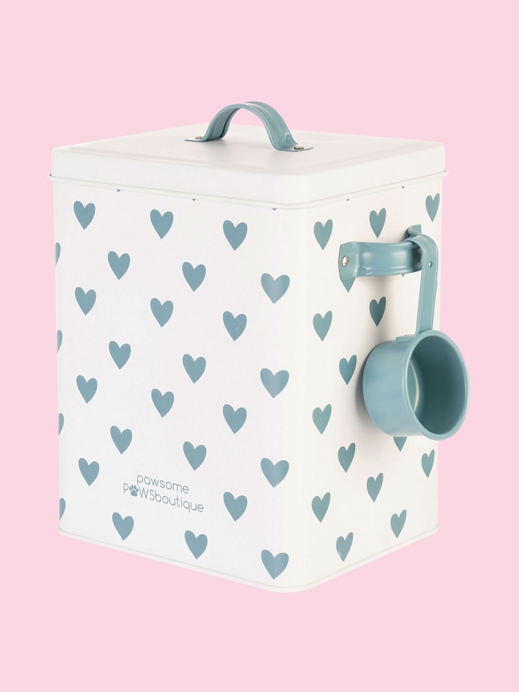 Pawsome Paws Boutique Teal Green Pet Food Storage Tin With Scoop - Image 2 of 4