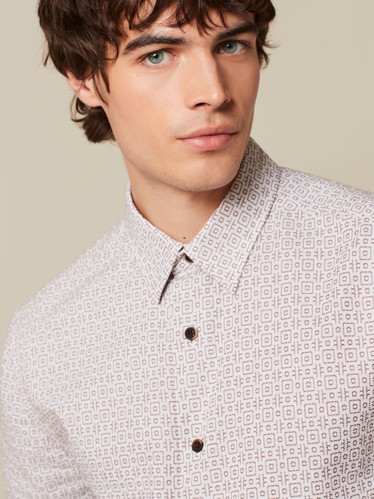 White 100% Cotton Textured Short Sleeve Shirt - Image 1 of 7