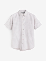 White 100% Cotton Textured Short Sleeve Shirt - Image 5 of 7