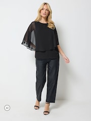 M&Co Black Chiffon Cape Top - Image 2 of 5