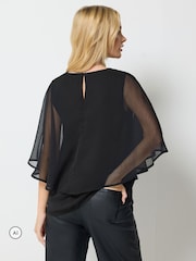 M&Co Black Chiffon Cape Top - Image 3 of 5