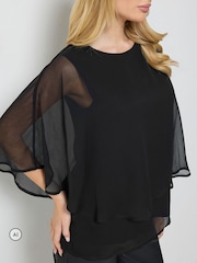 M&Co Black Chiffon Cape Top - Image 4 of 5