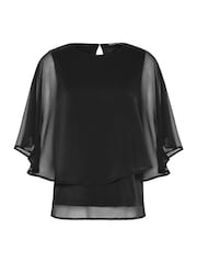 M&Co Black Chiffon Cape Top - Image 5 of 5
