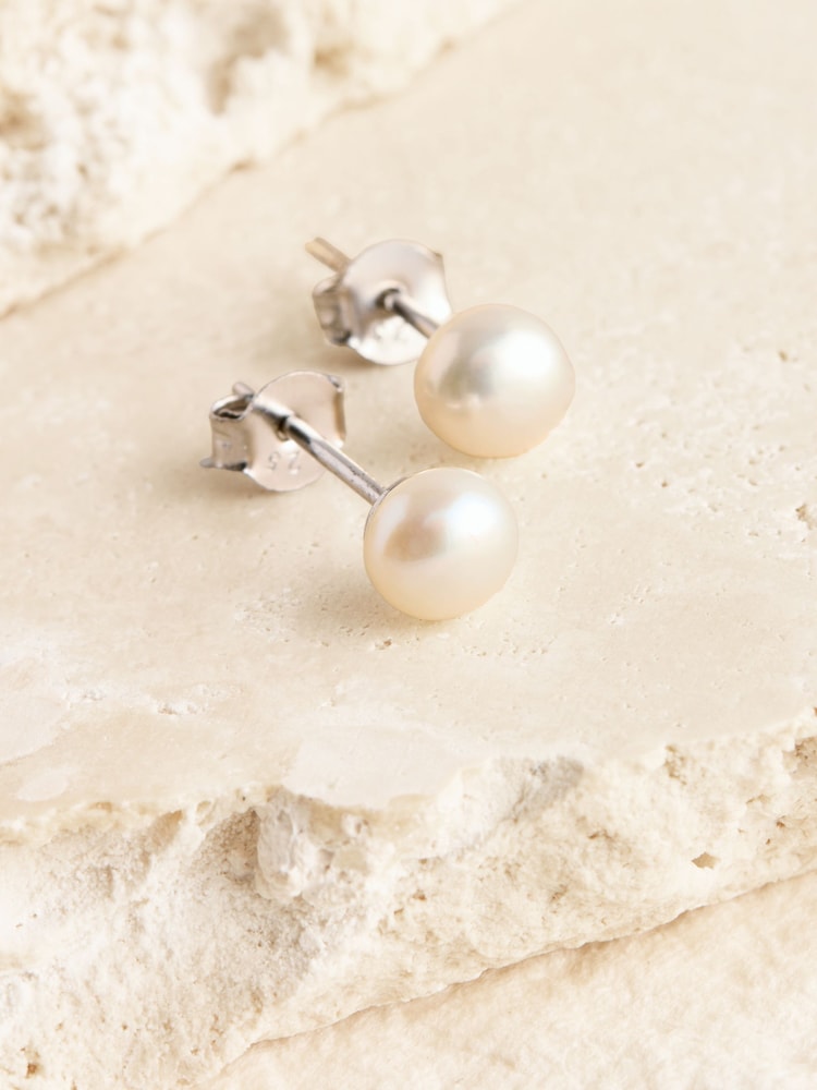 Buy Sterling Silver Freshwater Pearl Stud Earrings from Next