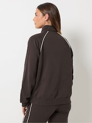 Long Tall Sally Brown Pipe Detail Quarter Zip Sweatshirt - Image 4 of 7