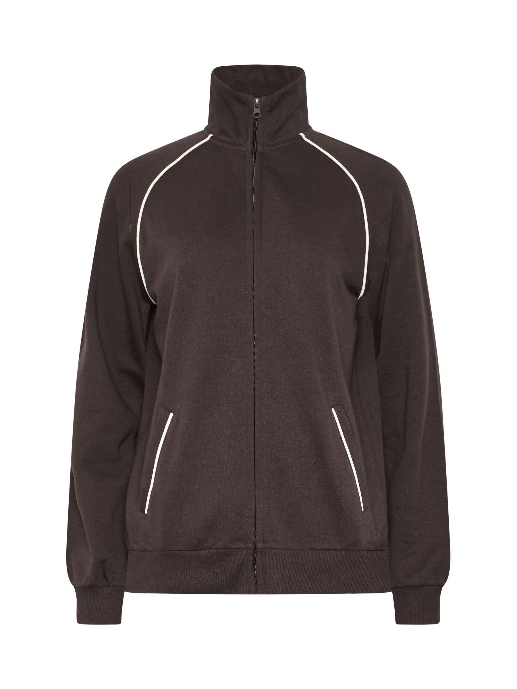 Buy Long Tall Sally Brown Pipe Detail Quarter Zip Sweatshirt from