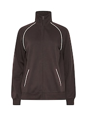 Long Tall Sally Brown Pipe Detail Quarter Zip Sweatshirt - Image 6 of 7