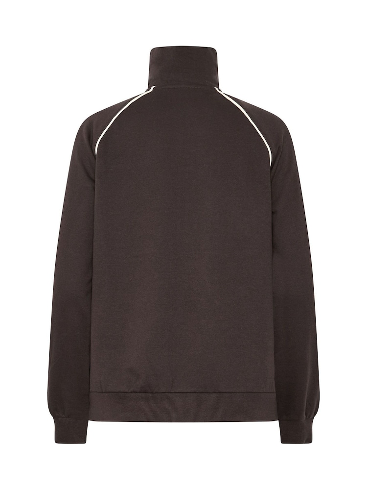Long Tall Sally Brown Pipe Detail Quarter Zip Sweatshirt - Image 7 of 7 Long Tall Sally Brown Pipe Detail Quarter Zip Sweatshirt - Image 7 of 7