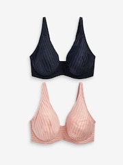 Navy/Pink DD+ Non Pad Full Cup Bras 2 Pack - Image 2 of 4