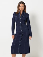 Long Tall Sally Blue Button Denim Midi Dress - Image 1 of 6