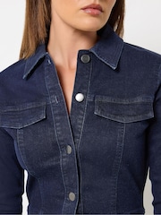 Long Tall Sally Blue Button Denim Midi Dress - Image 4 of 6