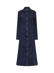Long Tall Sally Blue Button Denim Midi Dress - Image 5 of 6