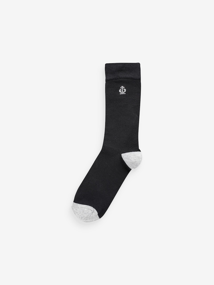 Jeff Banks Black Recycled Cotton Classsic Crown Logo Socks 7 Pack - Image 2 of 8