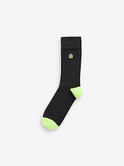 Jeff Banks Black Recycled Cotton Classsic Crown Logo Socks 7 Pack - Image 4 of 8