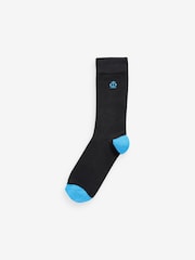 Jeff Banks Black Recycled Cotton Classsic Crown Logo Socks 7 Pack - Image 6 of 8