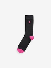 Jeff Banks Black Recycled Cotton Classsic Crown Logo Socks 7 Pack - Image 8 of 8