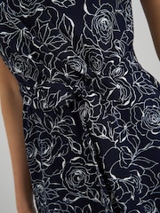 Gina Bacconi Blue Persia Faux Wrap Flutter Sleeve Dress - Image 4 of 7