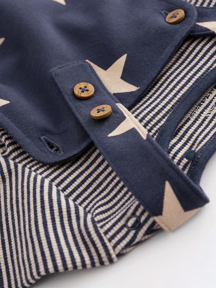 Navy Blue Star Jersey Baby Dungarees And Bodysuit (0mths-2yrs) - Image 10 of 10