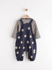 Navy Blue Star Jersey Baby Dungarees And Bodysuit (0mths-2yrs) - Image 2 of 10