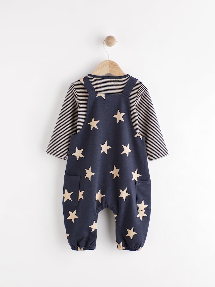 Navy Blue Star Jersey Baby Dungarees And Bodysuit (0mths-2yrs) - Image 2 of 10
