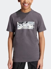 adidas Khaki Green Kids Sportswear 100% Cotton Camo Linear Graphic T-Shirt - Image 3 of 11