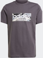 adidas Khaki Green Kids Sportswear 100% Cotton Camo Linear Graphic T-Shirt - Image 7 of 11