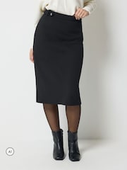 M&Co Black Tab Detail Scuba Pencil Skirt - Image 1 of 6