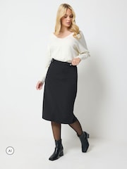 M&Co Black Tab Detail Scuba Pencil Skirt - Image 2 of 6