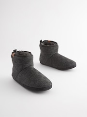 Black Chunky Knit Slipper Boots - Image 1 of 5