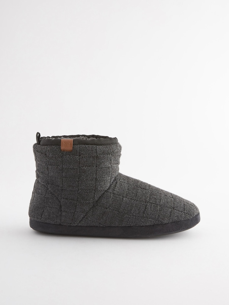 Black Chunky Knit Slipper Boots - Image 2 of 5