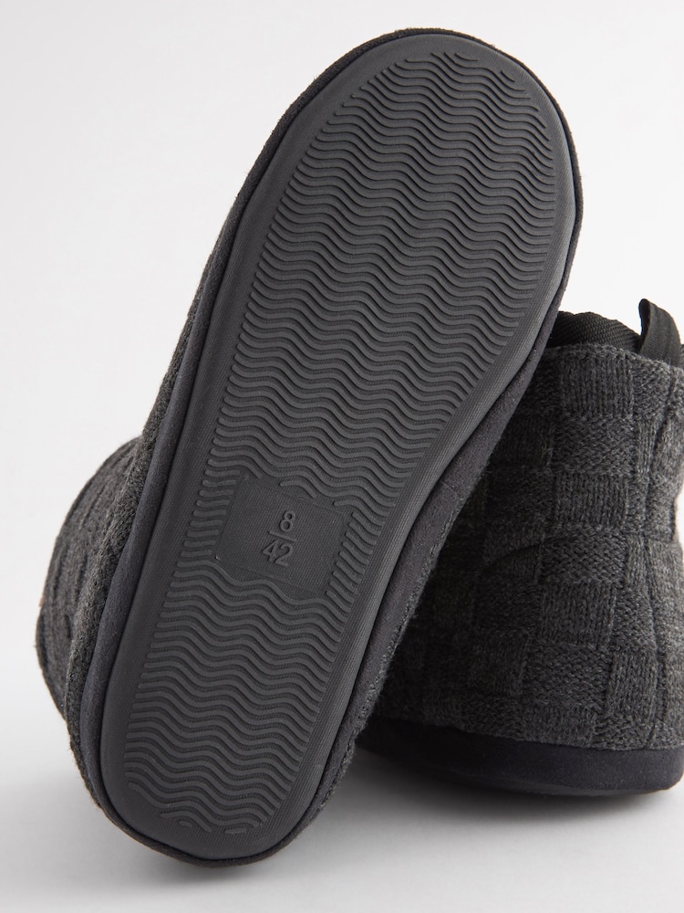 Black Chunky Knit Slipper Boots - Image 5 of 5