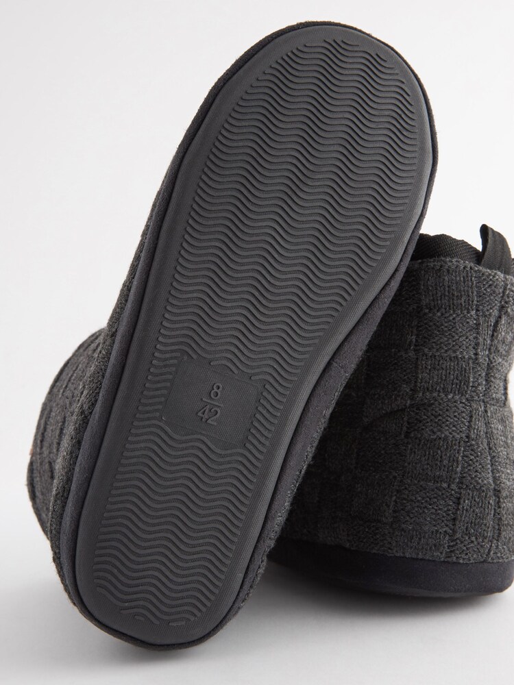 Black Chunky Knit Slipper Boots - Image 5 of 5 Black Chunky Knit Slipper Boots - Image 5 of 5