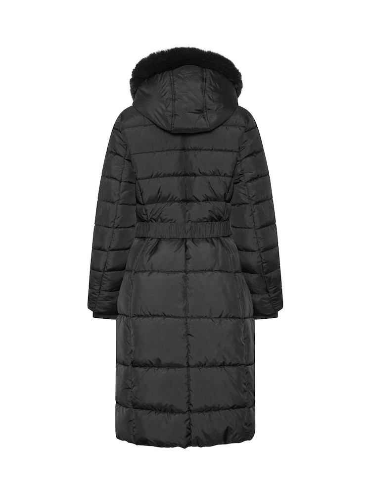 Melns - M&Co glamūrīgs midi mētelis ar jostu - Attēls 6 no 6