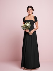 Black Mesh Multiway Bridesmaid Wedding Maxi Dress - Image 1 of 9